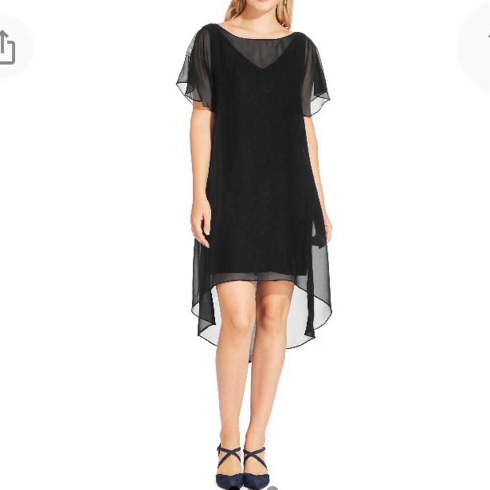 NEW Adrianna Papell Chiffon Overlay Cocktail Party A-Line Mini Dress Size Small